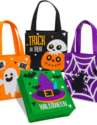 4 Pack Candy Felt Holder Halloween Bags Trick or Treat Gift Bags for Kids, Halloween Boo Spooky Baskets, Trick or Treating Bags, Halloween Candy Bags, Halloween Snacks Bucket, Halloween Goodie Bags
