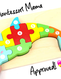 Montessori Mama Wooden Toddler Puzzles for Kids Ages 2-4 | Montessori Toys for Toddlers 2 Years Old | Wooden Puzzles for Toddlers 2-4 Years | 4-Pack Toddler Puzzle Toddler Toys

