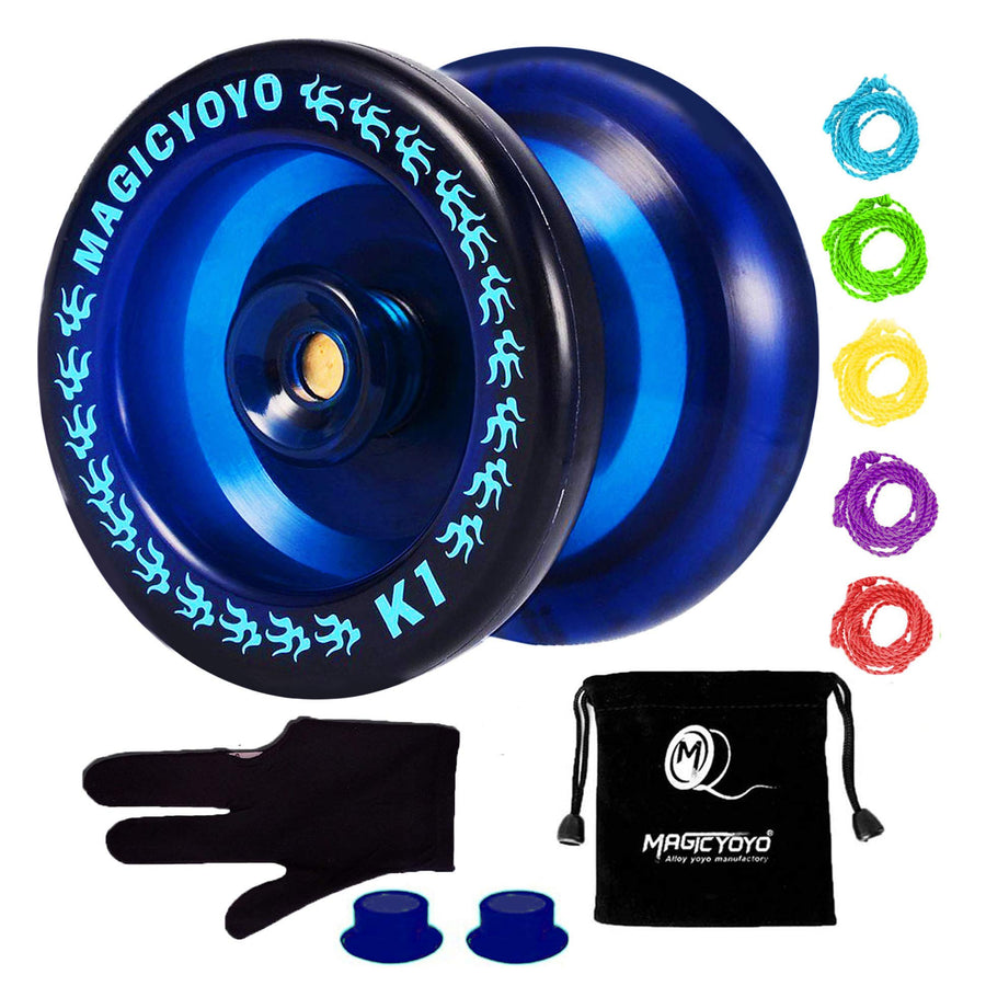 MAGICYOYO Responsive YoYo K1-Plus with Yoyo Sack + 5 Strings and Yo-Yo Glove Gift (Blue)