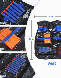 Kids Tactical Vest Kit for Nerf Guns Series with Refill Darts,Dart Pouch, Reload Clips, Tactical Mask, Wrist Band and Protective Glasses,Nerf Vest Toys for 8 9 10 11 12 Year Boys
