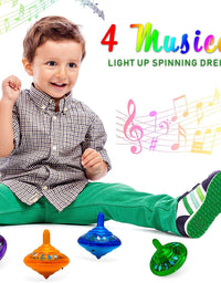 Hanukkah Musical Light-Up Dreidel Spinning Tops Set, Plays 2 Classic Hanukkah Songs, Assorted Colors (2-Pack)
