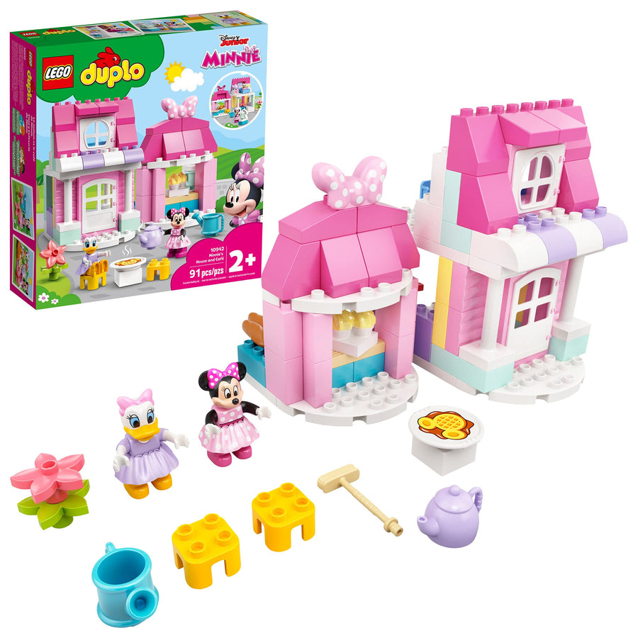 LEGO DUPLO Disney Minnie’s House and Café 10942 Dollhouse Building Toy for Kids with Minnie Mouse and Daisy Duck; New 2021 (91 Pieces)
