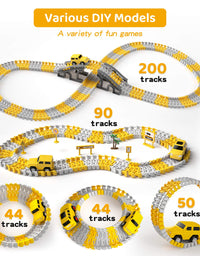 iHaHa 236PCS Construction Race Tracks for Kids Boys Toys, 6PCS Construction Car and Flexible Track Playset Create A Engineering Road Toys for 3 4 5 6 Year Old Boys Girls Best Gift

