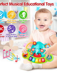 Baby Piano Toy 6 to 12 Months Elephant Light Up Music Baby Toys for 6 9 12 18 Months Early Learning Educational Piano Keyboard Infant Toys Baby Girl Piano Toy Gift Toy for 1 year old Boys Girls
