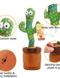 Emoin Tiktok Dancing Cactus Repeat, Talking Dancing Cactus Toy, Repeat+Recording+Dance+Sing, Wriggle Dancing Cactus Repeat What You Say and Sing Electronic Cactus Toy Decor for Kids Adult - 120 Songs
