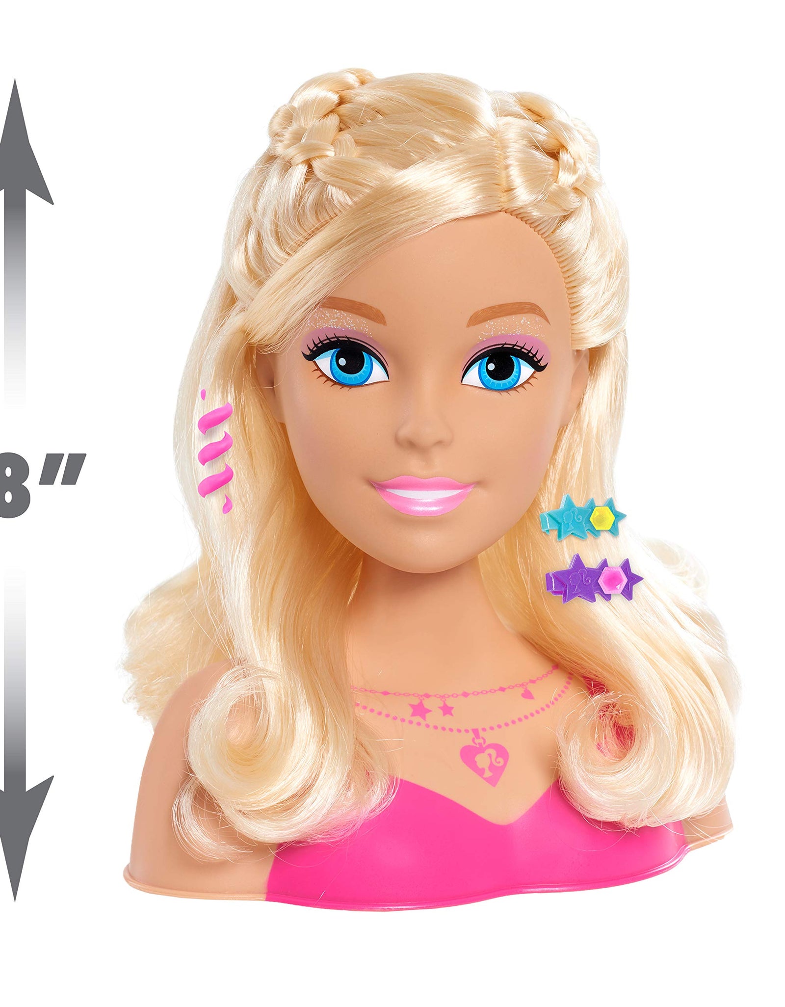 Barbie Fashionistas 8-Inch Styling Head, Blonde, 20 Pieces Include Styling Accessories, Hair Styling for Kids, by Just Play
