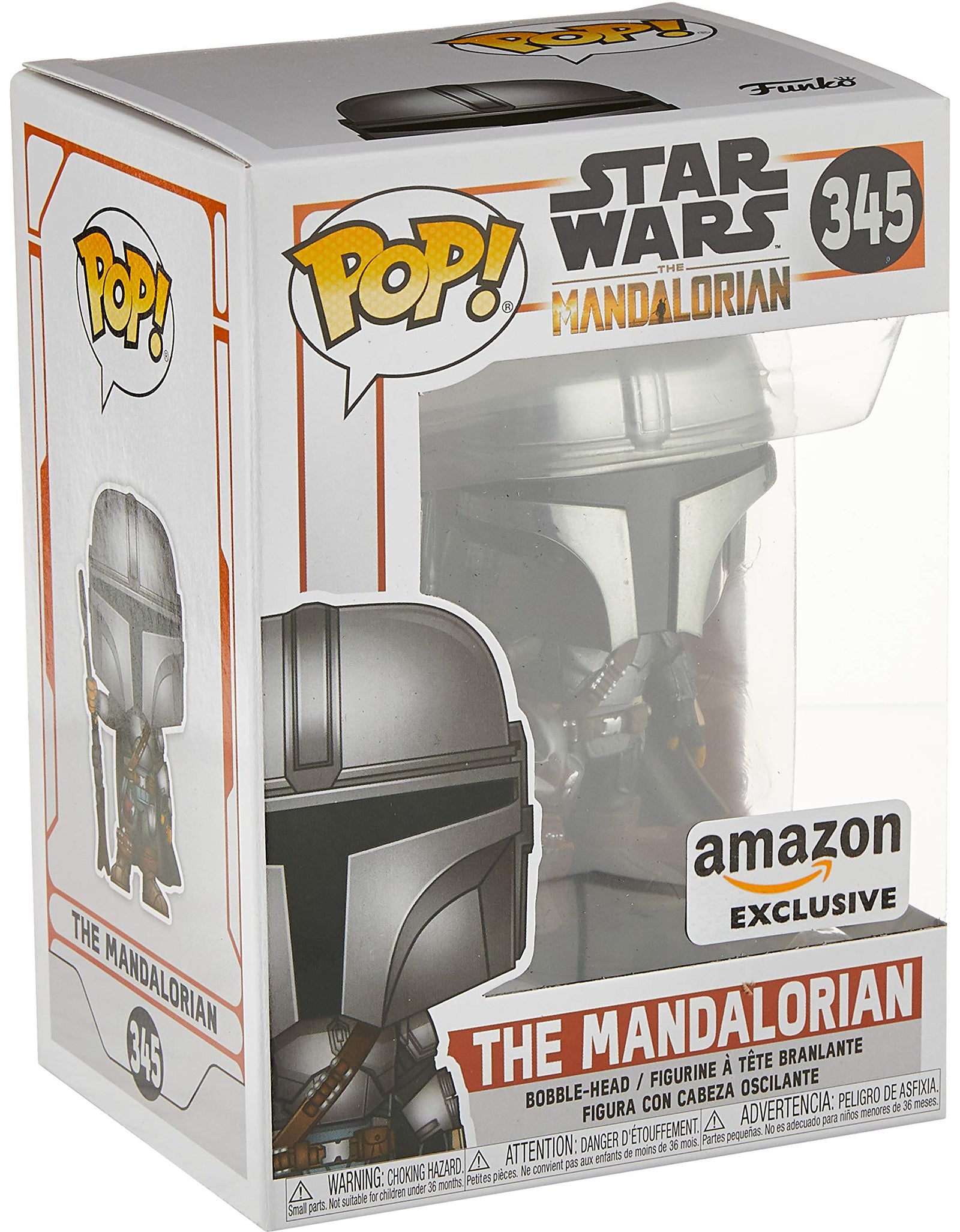 Funko Pop! Star Wars: The Mandalorian - Mandalorian (Chrome), Amazon Exclusive, Multicolor