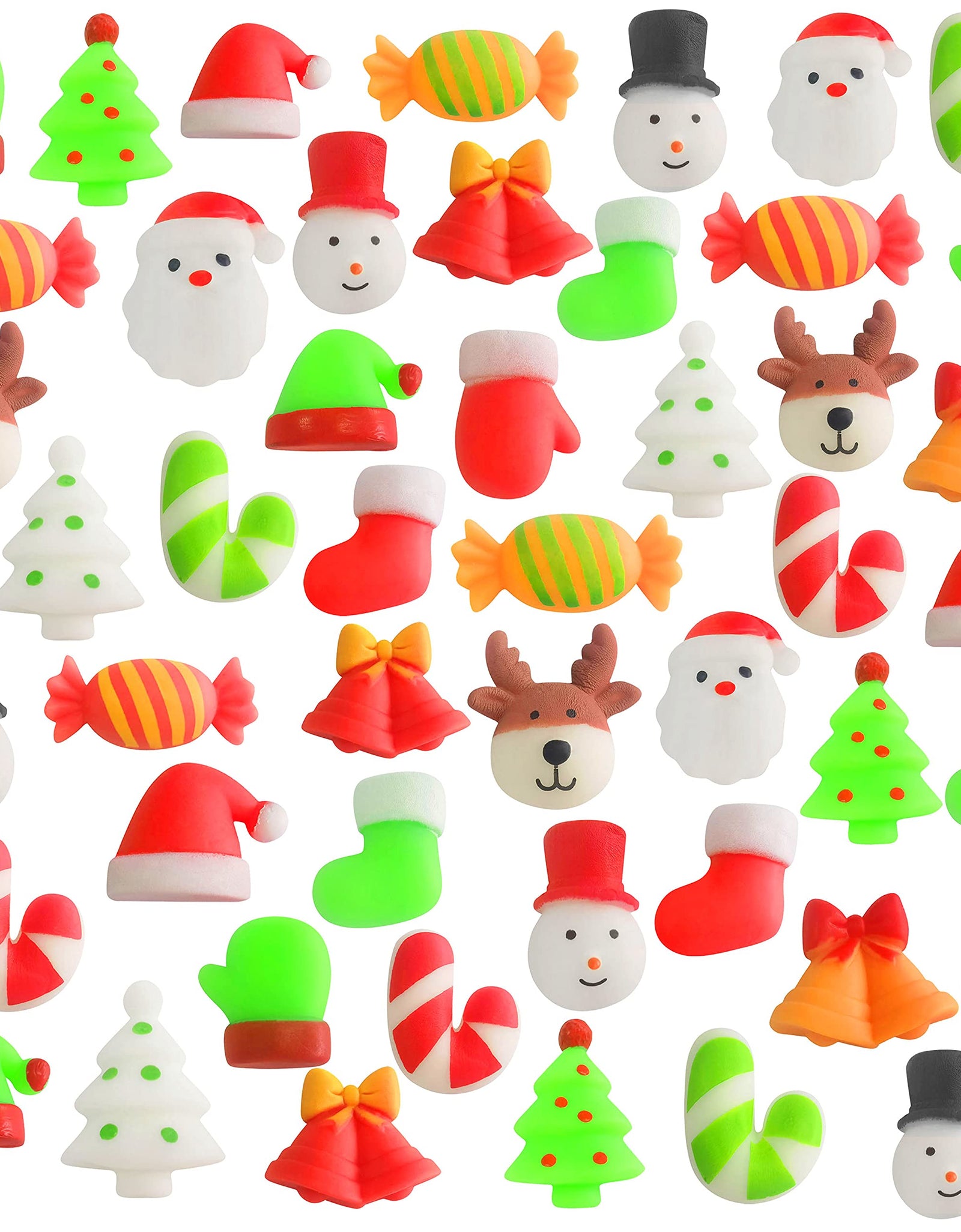 48 Pcs Christmas Mochi Squishy Toys,Mini Kawaii Squeeze Toy Stress Reliever Anxiety Packs for Kid Party Favors,Christmas Miniatures (Christmas)