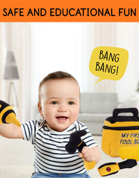 Toy Tool Set for Toddlers | Includes Cuddly Hammer, Handsaw, Screwdriver, Hand Drill, & Zippered Tool Box with Cool Sounds | Soft Plush Toys Made from Durable & Hypoallergenic Fabric
