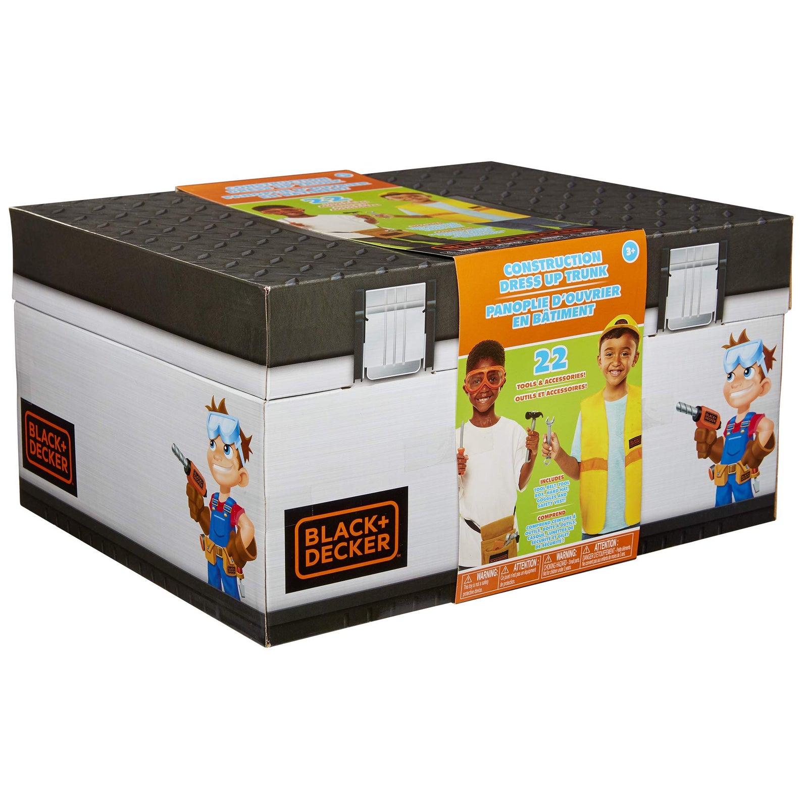 BLACK+DECKER Kids Tool Set Pretend Play Trunk with Tool Box, Construction Vest & Hard Hat – 22 Piece Set [Amazon Exclusive]
