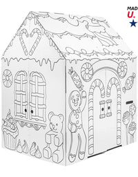 Easy Playhouse Gingerbread House - Kids Art & Craft for Indoor Fun, Color Favorite Holiday Sweets & Winter Friends– Decorate & Personalize a Cardboard Fort, 32" X 26. 5" X 40. 5" - Made in USA, Age 3+
