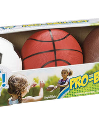 Toysmith Get Outside GO! Pro-Ball Set, Pack of 3 (5-inch soccer ball,6.5-inch football and 5-inch basketball)
