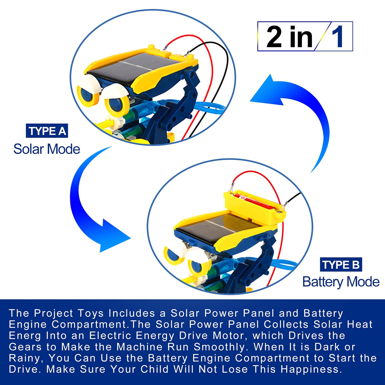 STEM Solar Project Toys 11-in-1, 231 Pieces Solar and Cell Powered 2 in 1, Educational DIY Assembly Kit Science Building Set Gifts for Kids Aged 8+
