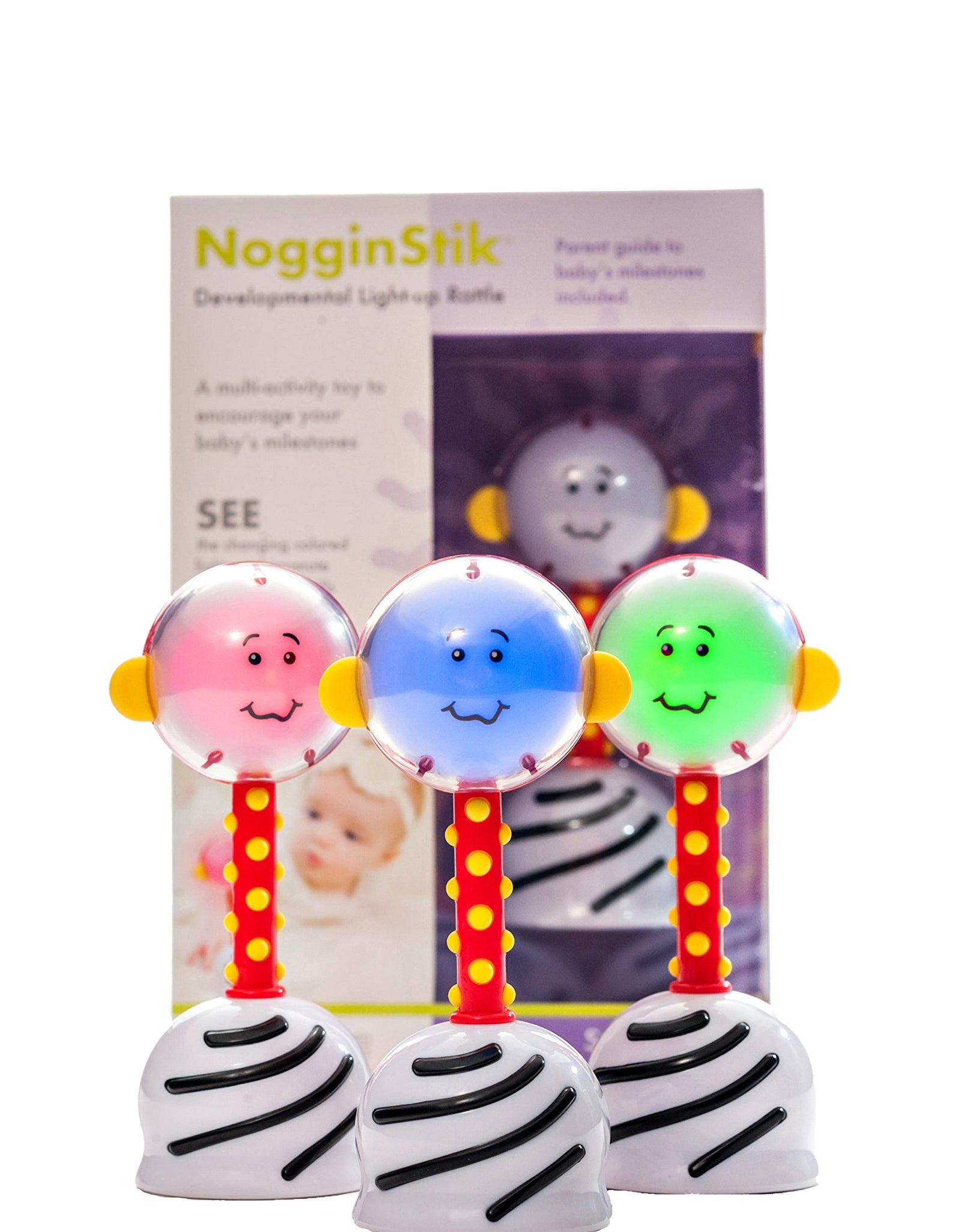 SmartNoggin NogginStik Developmental Light-Up Rattle - Encourage Developmental Milestones from Infant - 12 months