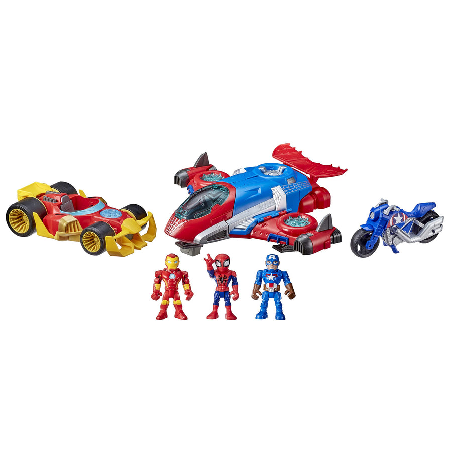 Super Hero Adventures Marvel Figure and Jetquarters Vehicle Multipack, 3 Action Figures and 3 Vehicles, 5-Inch Toys for Kids Ages 3 and Up (Amazon Exclusive)