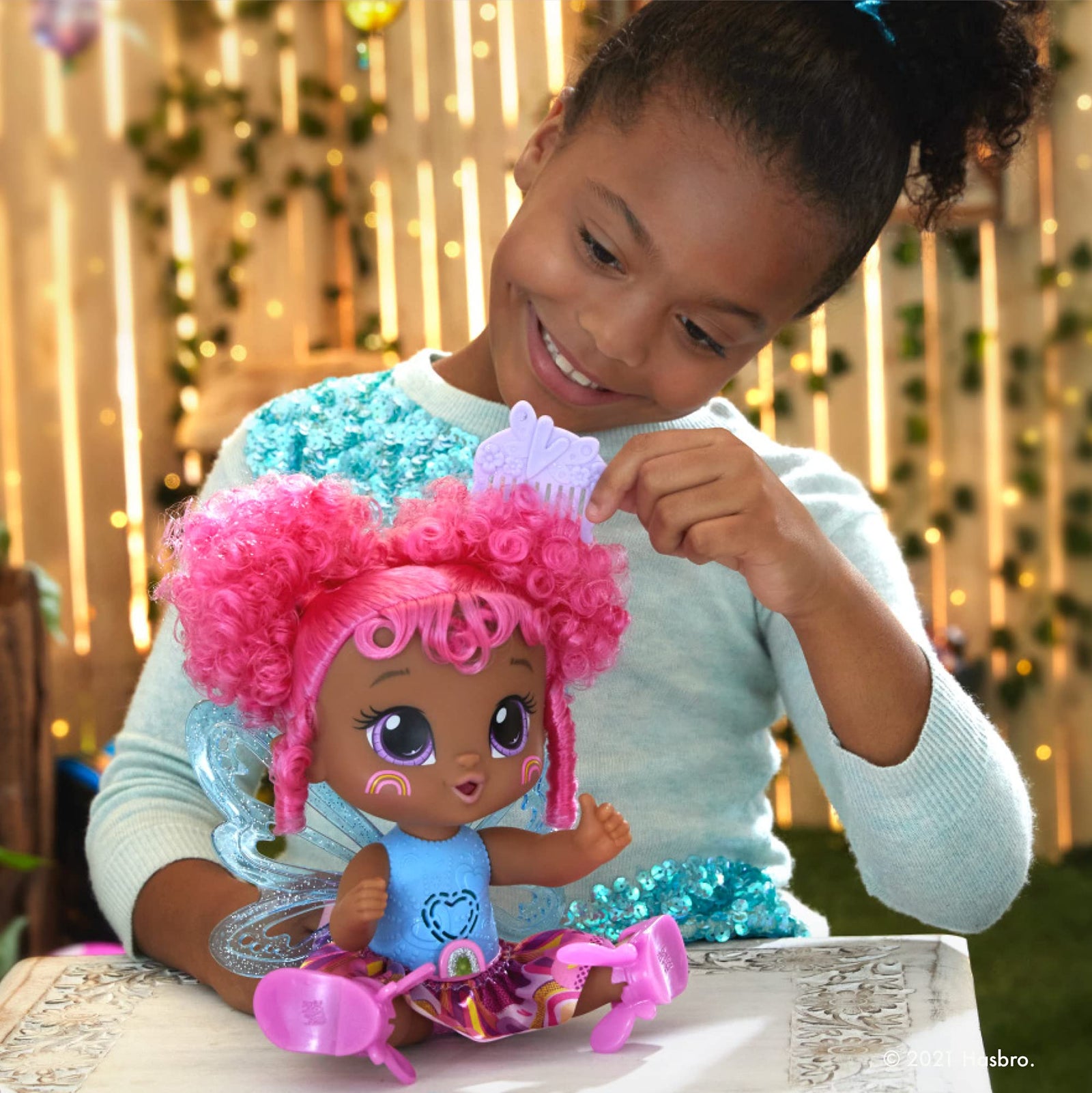 Baby Alive GloPixies Doll, Gabi Glitter, Glowing Pixie Doll Toy for Kids Ages 3 and Up, Interactive 10.5-inch Doll Glows with Pretend Feeding (Amazon Exclusive)
