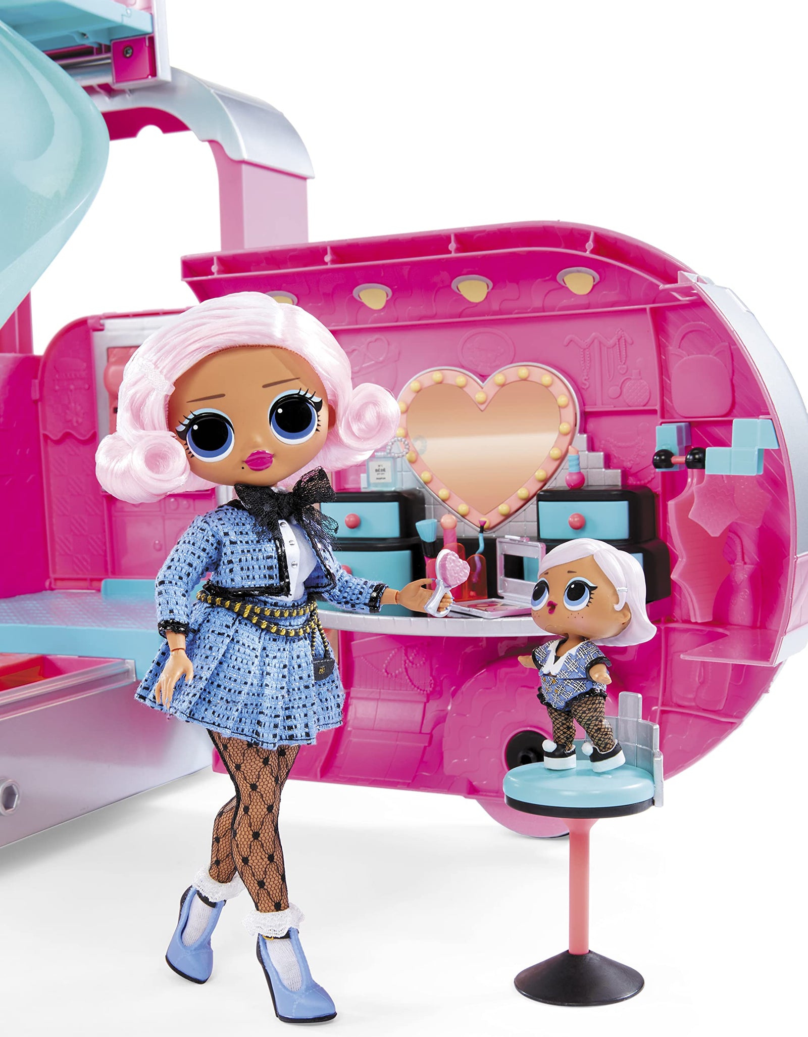 LOL Surprise OMG Glamper Fashion Camper Doll Playset with 55+ Surprises, Fully-Furnished with Light Up Pool, Water Slide, Bunk Beds, Cafe, BBQ Grill, DJ Booth - Gift Toy for Girls Ages 4 5 6 7+ Years