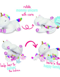 Unicorn Stuffed Animals for Girls Ages 3 4 5 6 7 8 Years; Stuffed Mommy Unicorn with 4 Baby Unicorns in her Tummy; Toy Unicorn Pillows for Girls
