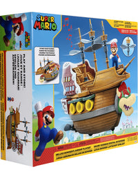 Super Mario Deluxe Bowser's Air Ship Playset with Mario Action Figure – Authentic In-Game Sounds & Spinning Propellers
