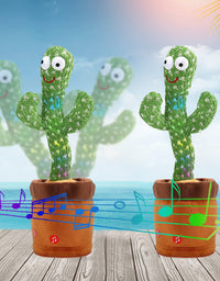 Emoin Tiktok Dancing Cactus Repeat, Talking Dancing Cactus Toy, Repeat+Recording+Dance+Sing, Wriggle Dancing Cactus Repeat What You Say and Sing Electronic Cactus Toy Decor for Kids Adult - 120 Songs
