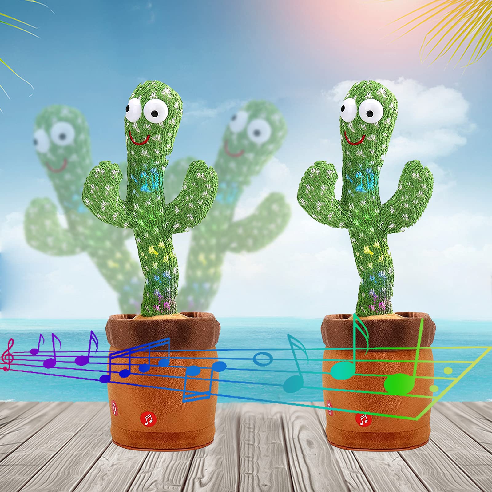 Emoin Tiktok Dancing Cactus Repeat, Talking Dancing Cactus Toy, Repeat+Recording+Dance+Sing, Wriggle Dancing Cactus Repeat What You Say and Sing Electronic Cactus Toy Decor for Kids Adult - 120 Songs