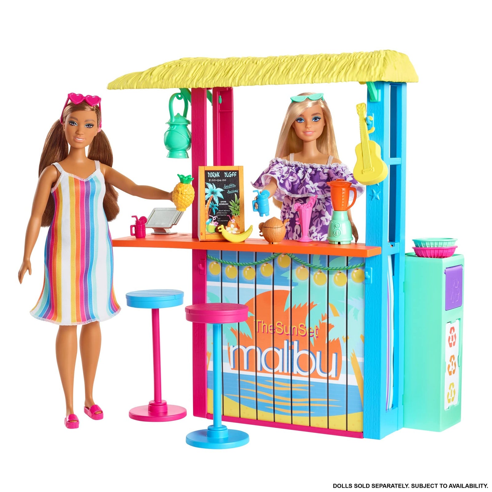 Barbie Loves The Ocean Beach Shack Playset with 18+ Accessories, Made from Recycled Plastics, Gift for 3 to 7 Year Olds