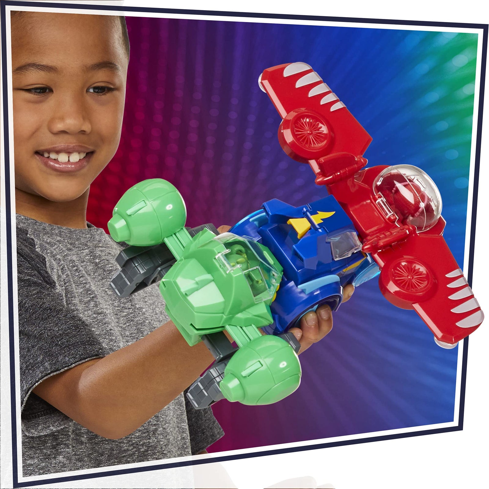 PJ Masks 3-in-1 Combiner Jet Preschool Toy, Toy Set with 3 Connecting Cars and 3 Action Figures for Kids Ages 3 and Up