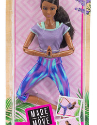 Barbie Made to Move Doll with 22 Flexible Joints & Curly Brunette Ponytail Wearing Athleisure-wear for Kids 3 to 7 Years Old
