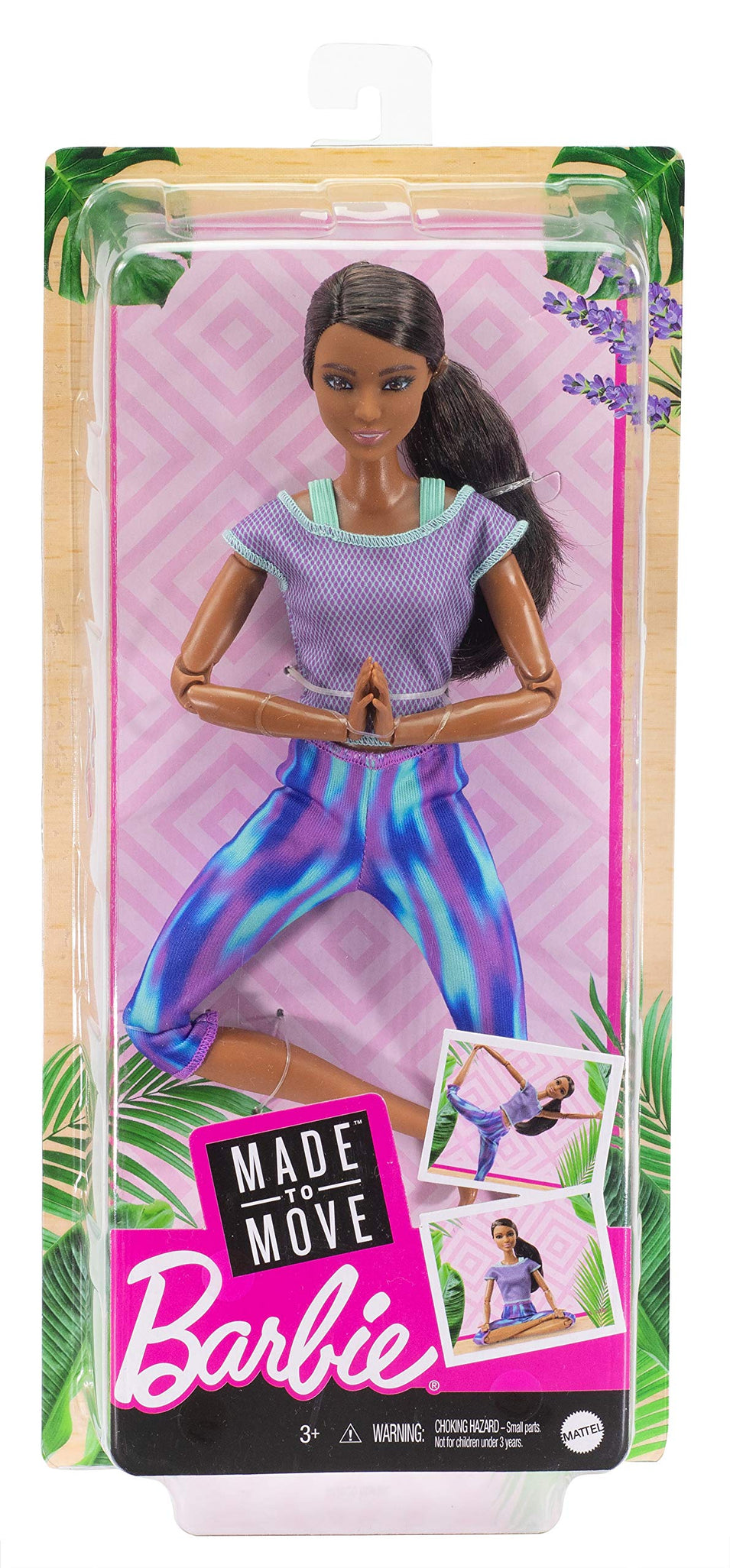 Barbie Made to Move Doll with 22 Flexible Joints & Curly Brunette Ponytail Wearing Athleisure-wear for Kids 3 to 7 Years Old