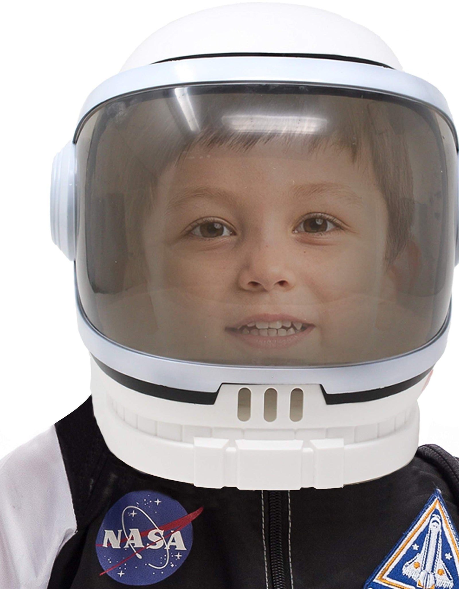 Astronaut Helmet with Movable Visor Pretend Play Toy Set for School Classroom Dress Up, Role Play Accessory, Stocking, Birthday Party Favor Supplies, Girls, Boys, Kids and Toddler. White