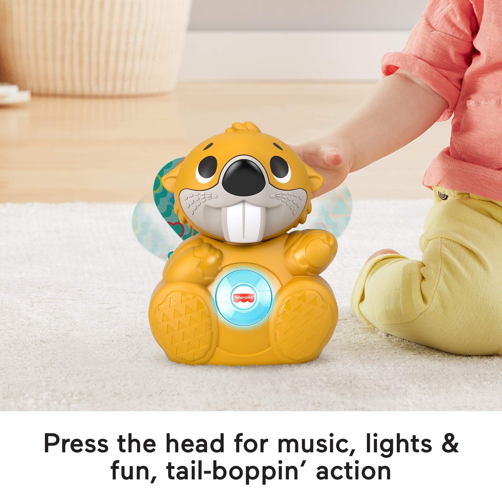 Fisher-Price Linkimals Boppin’ Beaver, Light-up Musical Activity Toy for Baby