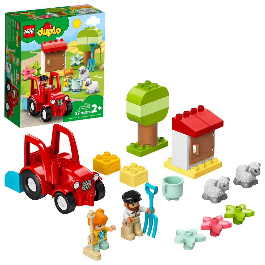 LEGO DUPLO Town Farm Tractor & Animal Care 10950 Creative Playset for Toddlers with a Toy Tractor and 2 Sheep, New 2021 (27 Pieces)