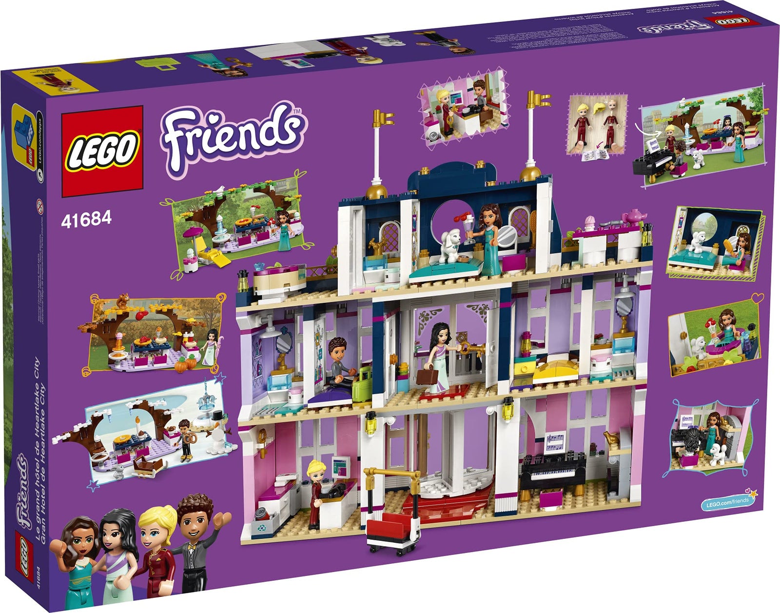 LEGO Friends Heartlake City Grand Hotel 41684 Building Kit; Includes Emma, Stephanie, River and Amelia Mini-Dolls; New 2021 (1,308 Pieces)