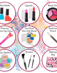 FoxPrint My First Princess Make Up Kit - 12 Pc Kids Makeup Set Washable Makeup For Girls These Makeup Toys for Girls Include All Your Princess Needs To Play Dress Up Comes with Stylish Bag
