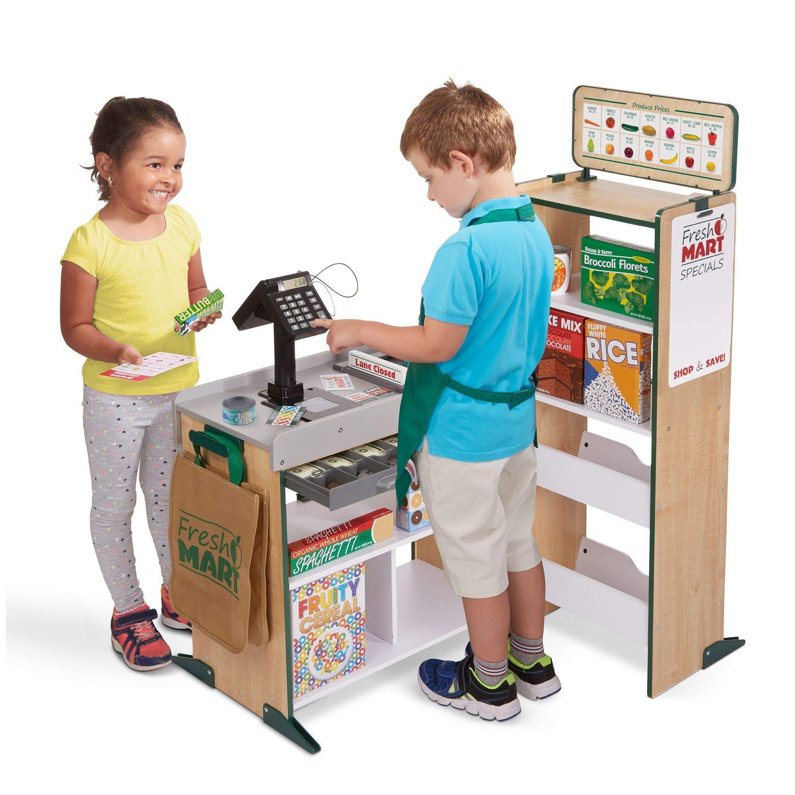 Melissa & Doug Fresh Mart Grocery Store Play Food and Role Play Companion Set (84 pcs)