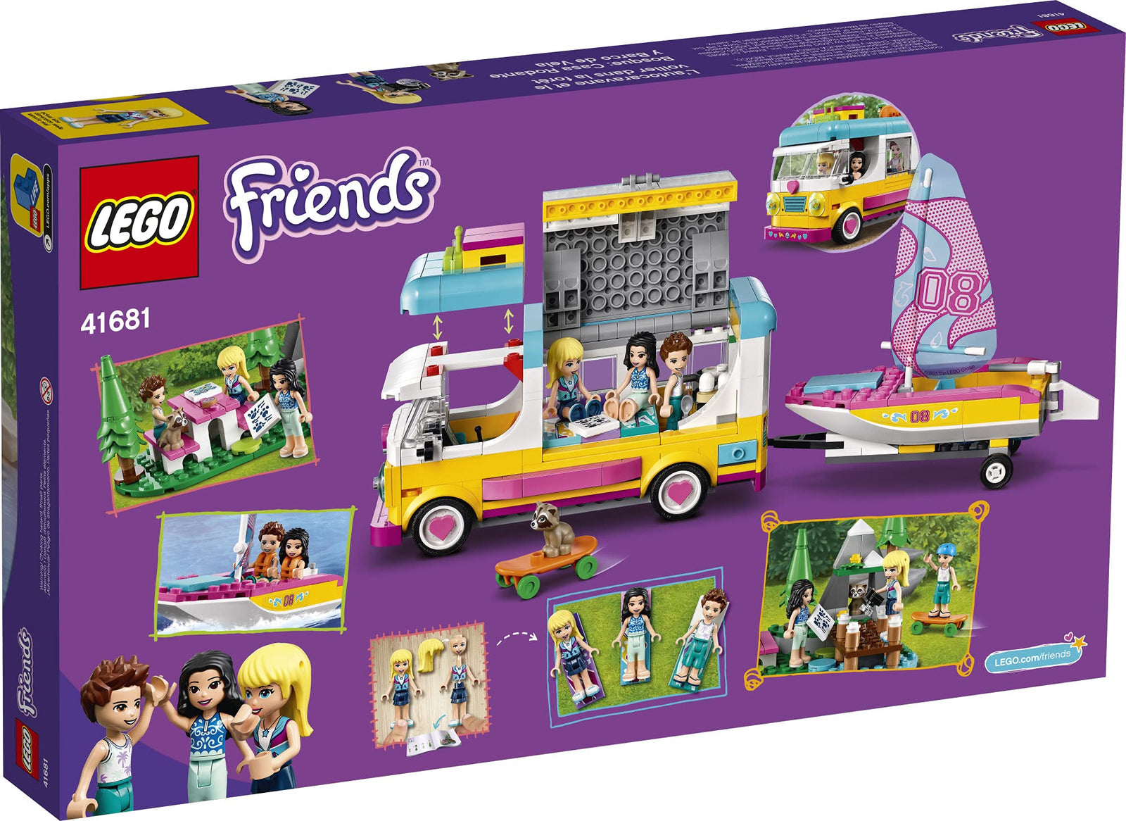 LEGO Friends Forest Camper Van and Sailboat 41681 Building Kit; Forest Toy; New 2021 (487 Pieces)
