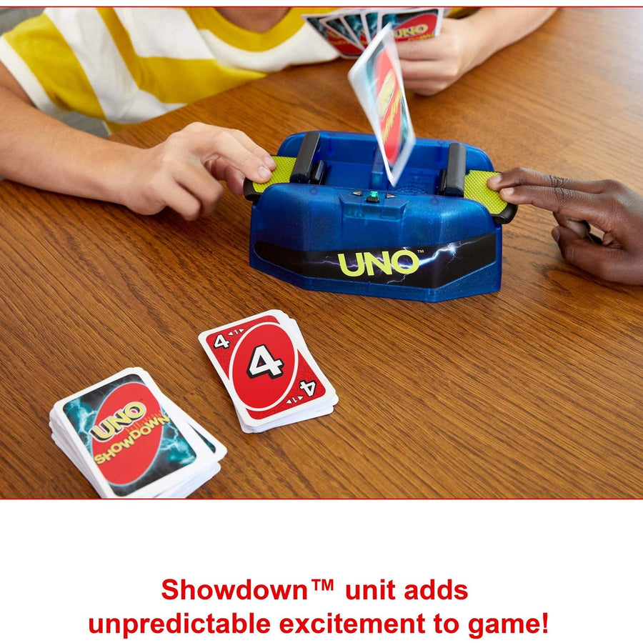UNO Showdown Supercharged Family Card Game with 112 Cards & Showdown Supercharged Unit for Ages 7 Years Old & Up, Gift for Kid, Family or Adult Game Night, Ships in Own Container [Amazon Exclusive]