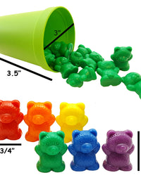 Skoolzy Rainbow Counting Bears with Matching Sorting Cups, Bear Counters and Dice Math Toddler Games 71pc Set - Bonus Scoop Tongs, Storage Bags
