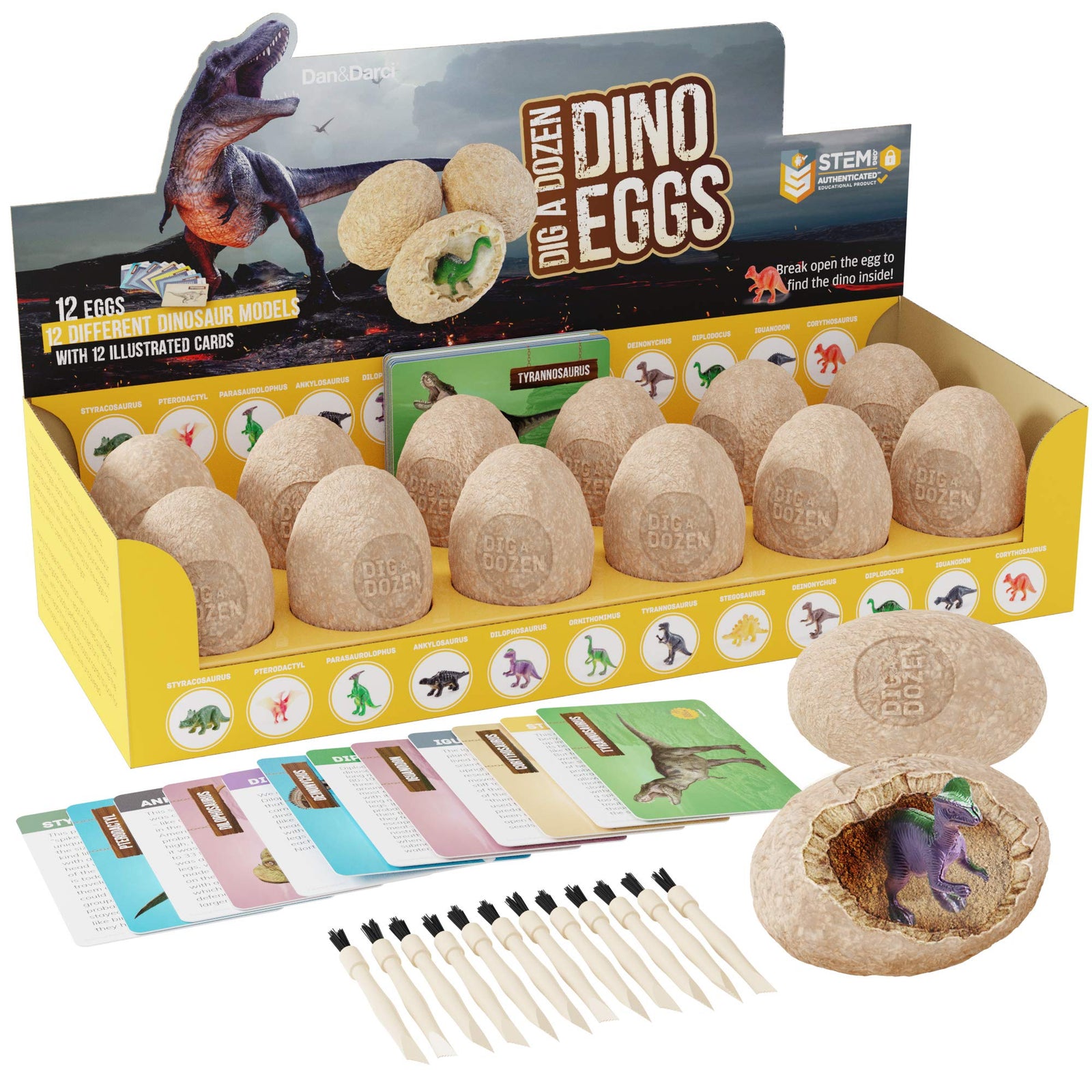 Dig a Dozen Dino Egg Dig Kit - Easter Egg Dinosaur Toys for Kids - Dig up 12 Eggs & Discover Surprise Dinosaurs. Science STEM Activities - Educational Gifts for Boys & Girls Age 3-5 5-7 8-12 Year Old