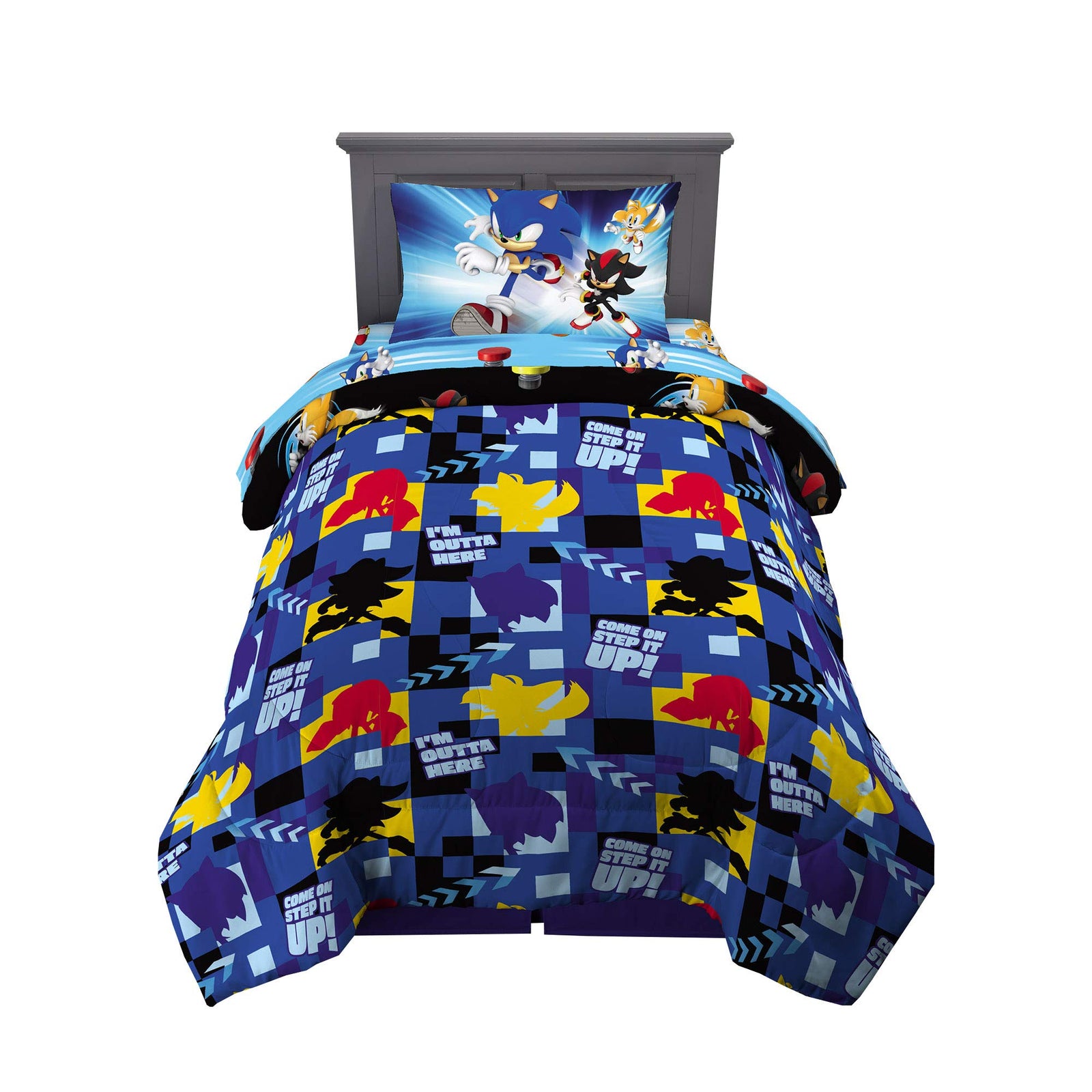 Franco Kids Bedding Super Soft Microfiber Comforter and Sheet Set, 4 Piece Twin Size, Sonic The Hedgehog