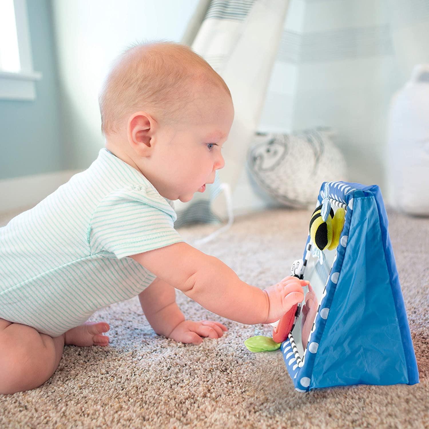 Sassy Tummy Time Floor Mirror | Developmental Baby Toy | Newborn Essential for Tummy Time | Great Shower Gift