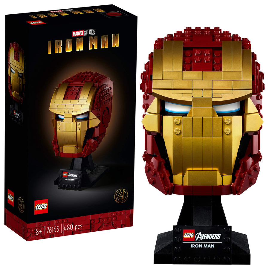 LEGO Marvel Avengers Iron Man Helmet 76165; Brick Iron Man-Mask for-Adults to Build and Display, Creative Challenge for Marvel Fans (480 Pieces)