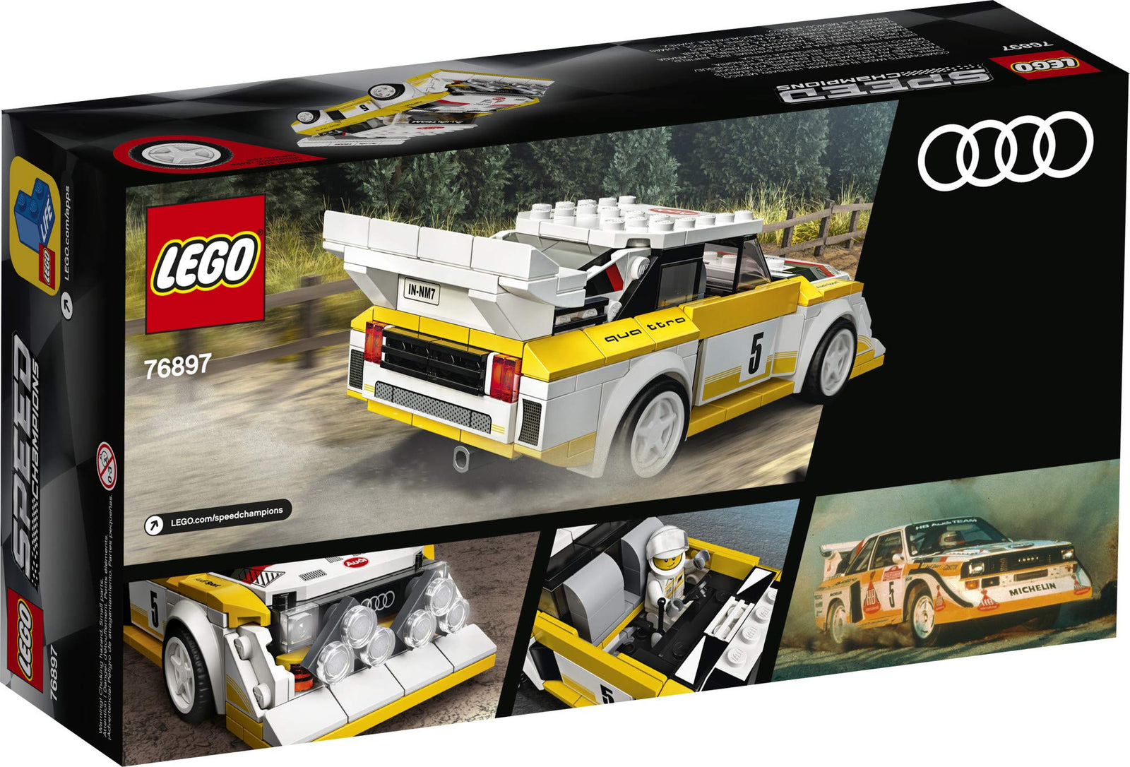 LEGO Speed Champions 1985 Audi Sport Quattro S1 76897 Toy Cars for Kids Building Kit Featuring Driver Minifigure (250 Pieces)