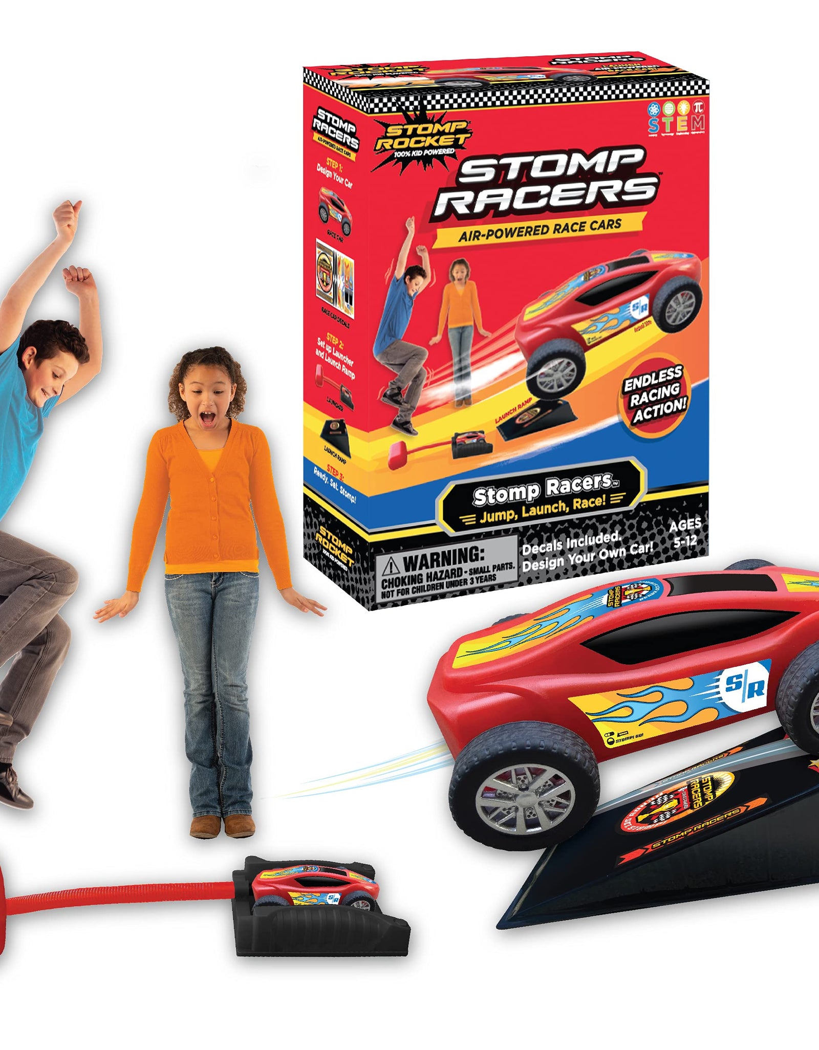 Stomp Racers by Stomp Rocket-Toy Car Launcher, Air Powered Car for Racing and Jumping Toy Car Launcher and ramp | Great for Outdoor and Indoor Play STEM Gifts for Boys and Girls-Ages 5 6 7 8…