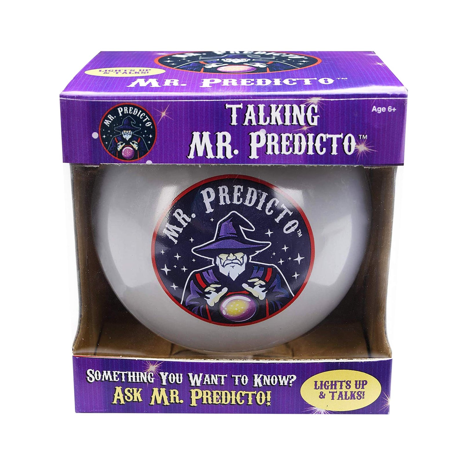 Mr. Predicto Plastic Fortune Telling Ball - Christmas Stocking Stuffer for Kids - Talking Crystal Ball Toy Like Magic 8 Ball - Ask a YES or NO Question & He'll Magically Light Up & Speak the Answer