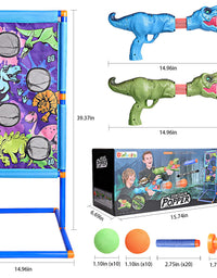 Dinoera Dinosaur Toys for 5 6 7 8 9 10+ Year Old Boys - 2 in 1 Shooting Game Dinosaur Toys for Kids 5-7 | 2pk Foam Ball Popper Air Gun Set Compatible with Nerf Toys Christmas Birthday Gifts Boys Girls
