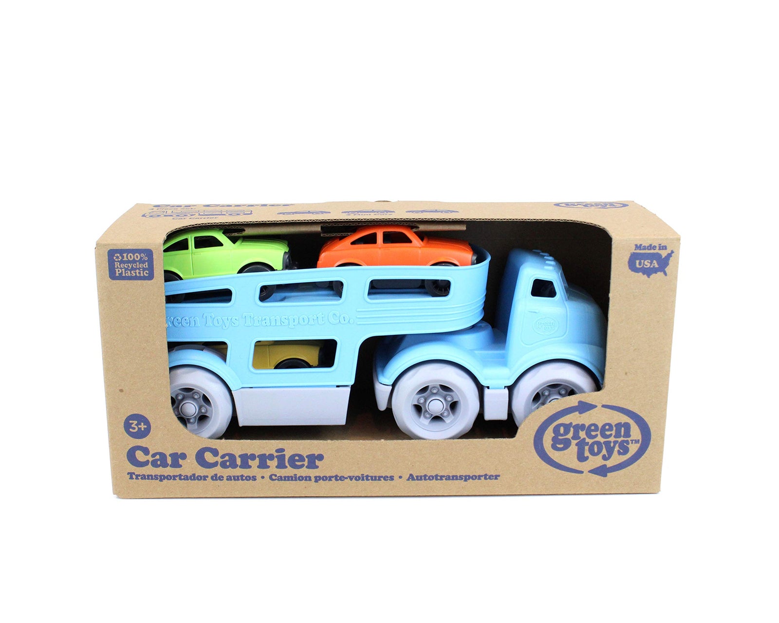 Green Toys Car Carrier, Blue - Pretend Play, Motor Skills, Kids Toy Vehicle. No BPA, phthalates, PVC. Dishwasher Safe, Recycled Plastic, Made in USA.