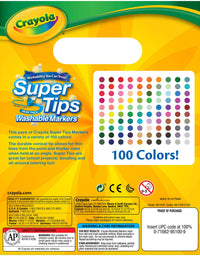 Crayola Super Tips Marker Set, Washable Markers, Assorted Colors, Art Set for Kids, 100 Count
