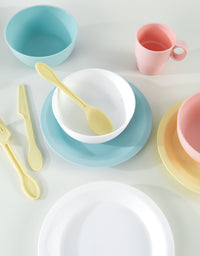 KidKraft 27-Piece Pastel Cookware Set, Plastic Dishes and Utensils for Play Kitchens, Gift for Ages 18 mo+
