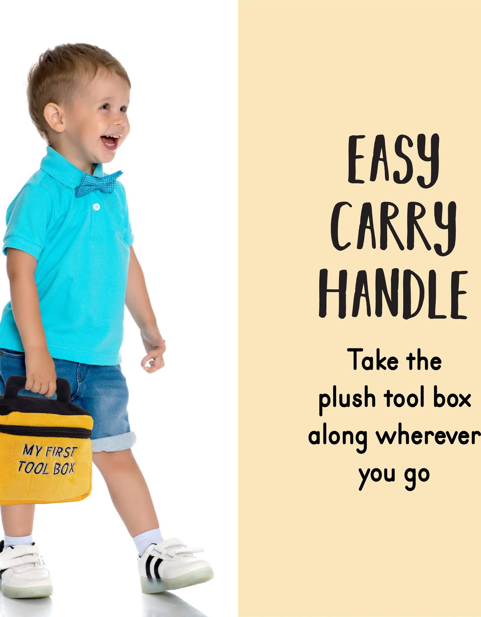 Toy Tool Set for Toddlers | Includes Cuddly Hammer, Handsaw, Screwdriver, Hand Drill, & Zippered Tool Box with Cool Sounds | Soft Plush Toys Made from Durable & Hypoallergenic Fabric